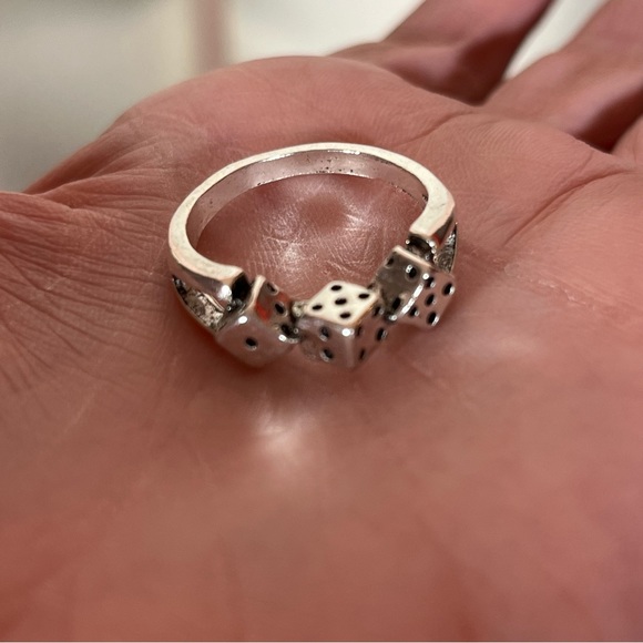 Vintage Retro Silver Dice Goth punk Disco Ring - Picture 3 of 16